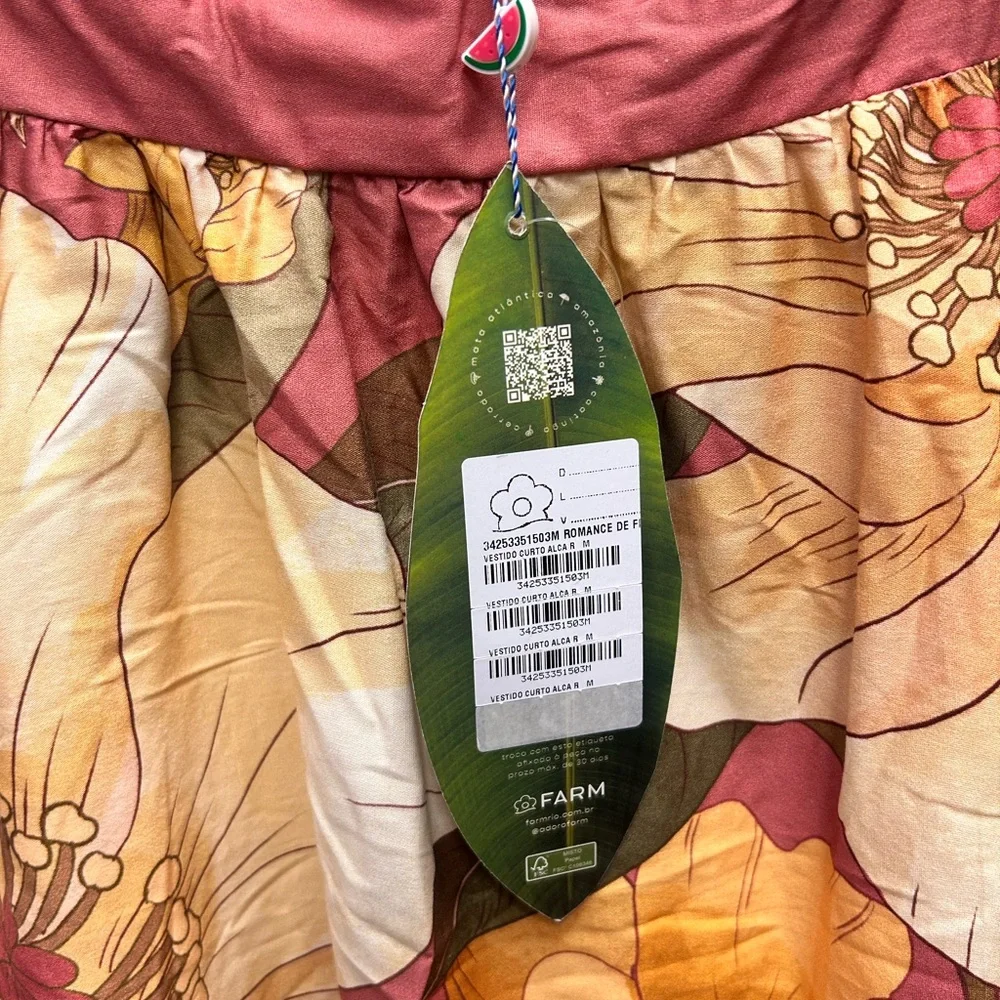 NWT FARM Rio Floral Pink and Yellow Mini Dress Size M - Picture 7 of 8